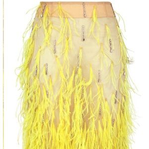 Des Phemmes Feather-Embroidered Skirt